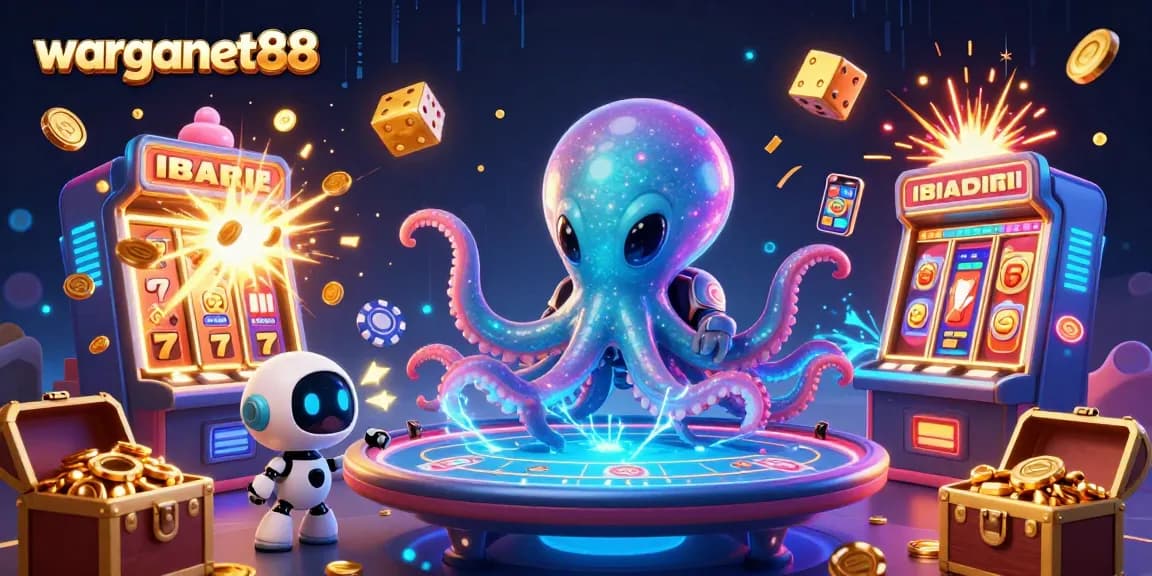 warganet88 offers an engaging online experience with vibrant slot machines and animated alien characters.
