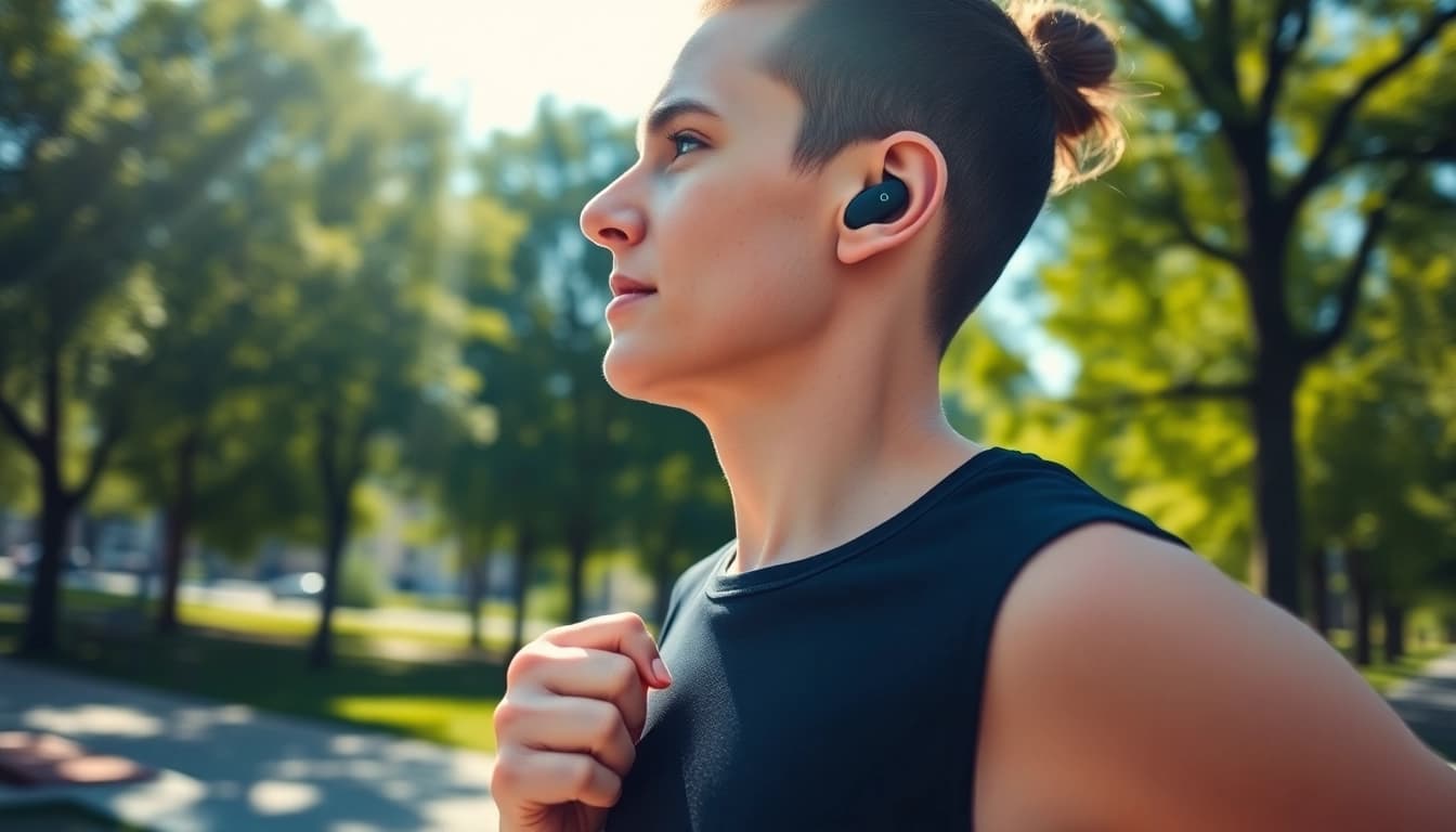 Experience comfort and sound quality with Bone X2 Bone Conduction Headphones during outdoor activities.