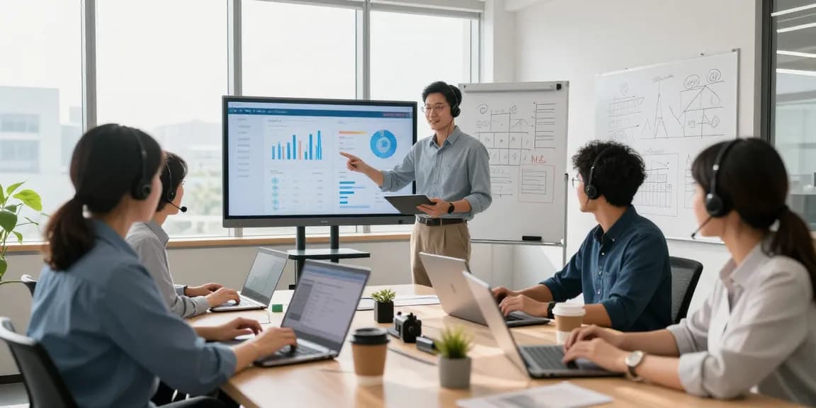 Outsourced IT services London showcased with a team collaborating in a modern office setting.