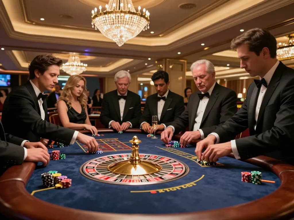 Engaged players at SC88's luxury roulette table, creating dynamic and strategic gameplay atmosphere