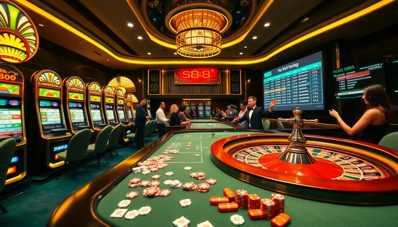 Experience excitement with s88 bet in a stylish online casino setting featuring vibrant gaming elements.