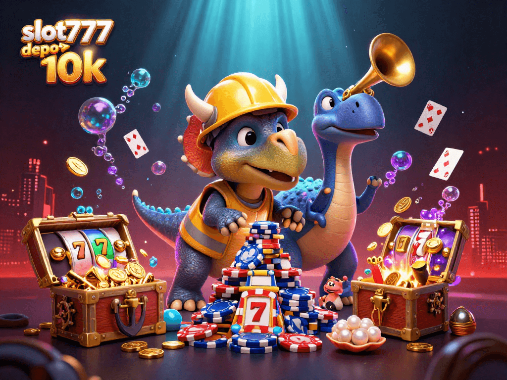 Win big with exciting slot777 depo 10k options at this vibrant casino scene with unique characters.