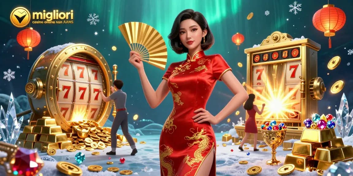 Scopri il vivace mondo dei migliori casino online non AAMS attraverso questa illustrazione colorata che presenta dinamici elementi di giochi di slot.