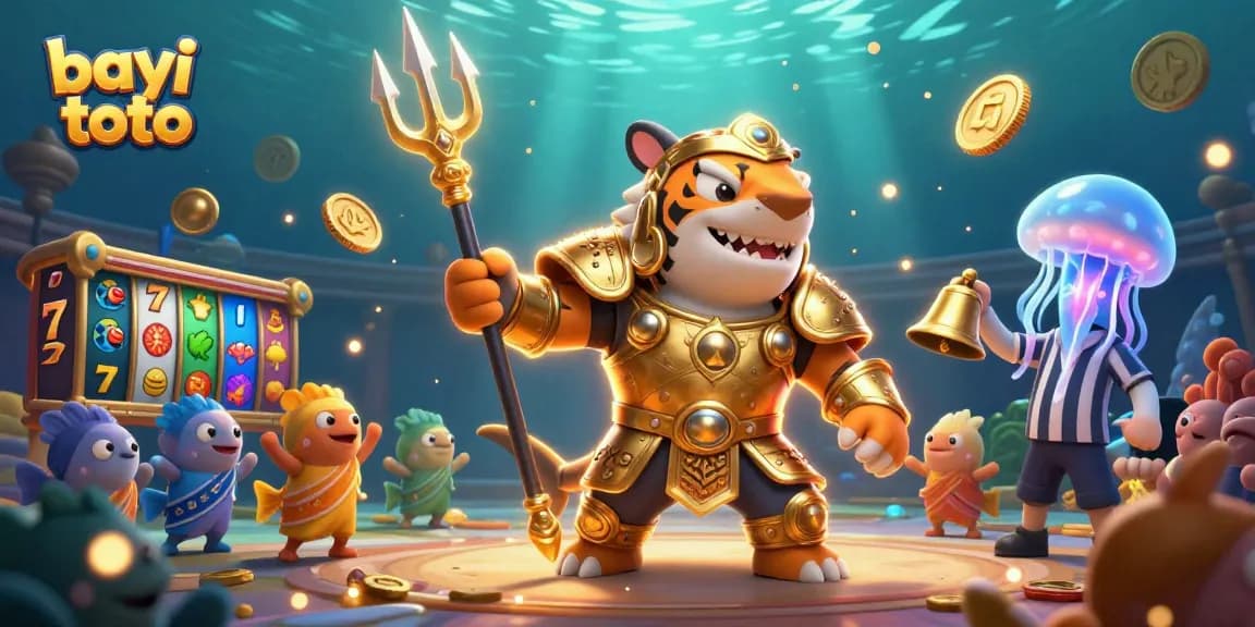 Engage with the thrilling bayi toto slot games adventure in an elaborate underwater casino scene.