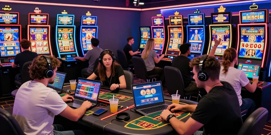 Engaged players exploring non UK casino sites with vibrant gaming atmosphere and diverse game options