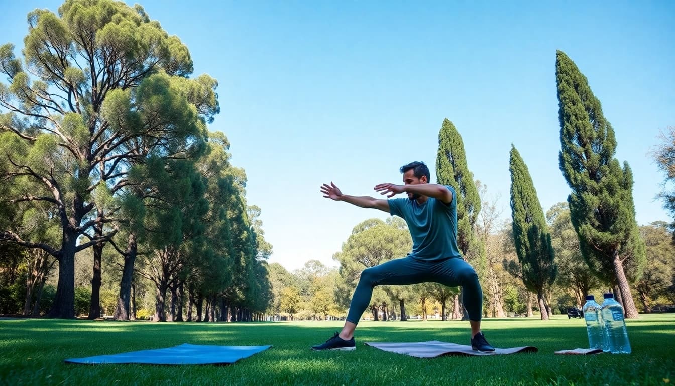 Engaging in recovery optimisation Sydney techniques in a park with vibrant greenery.