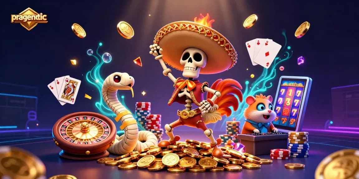 Experience the thrill of pragmatic slots with vibrant casino elements in this dynamic 3D illustration.