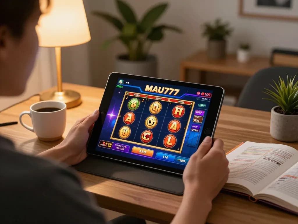 Engaging with MAU777 link alternatif for easy online slot gaming in a stylish home setup.