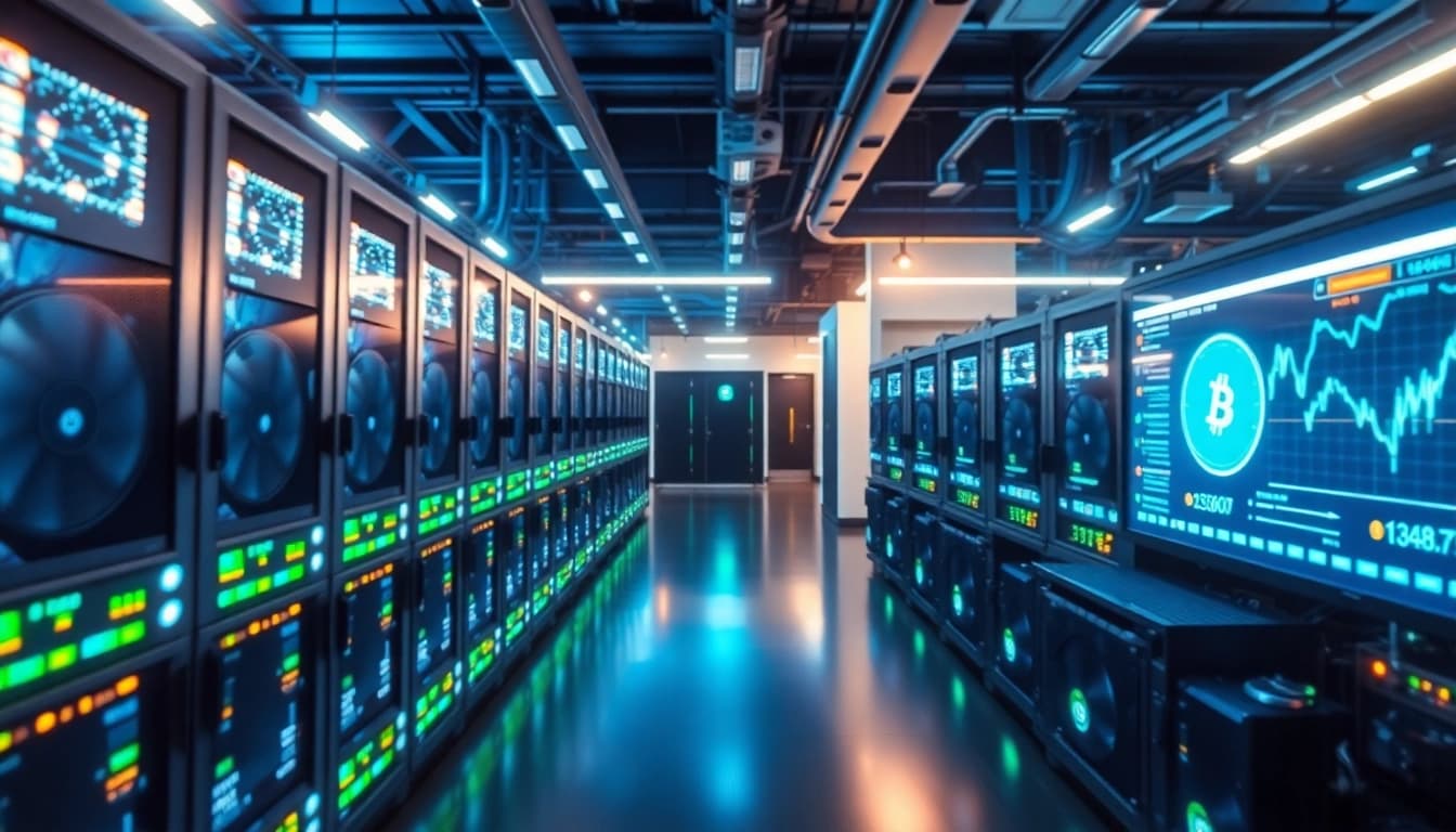 The best crypto mining site showcasing modern mining rigs and digital data, symbolizing innovation.