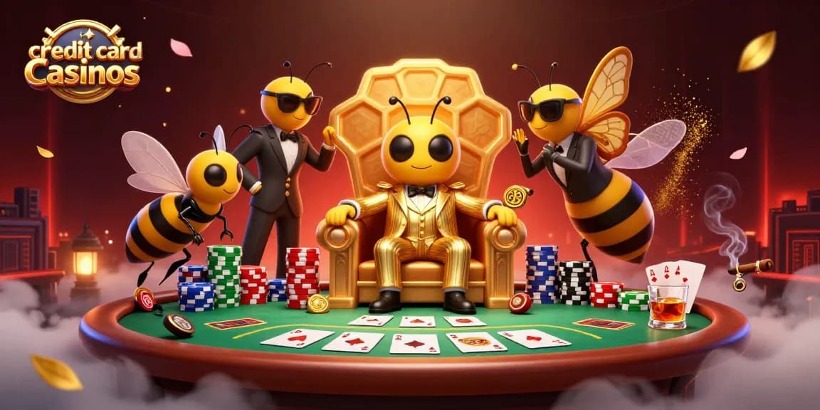 Engage in thrilling credit card casinos with a vibrant 3D illustration depicting a playful yet mysterious casino scene.