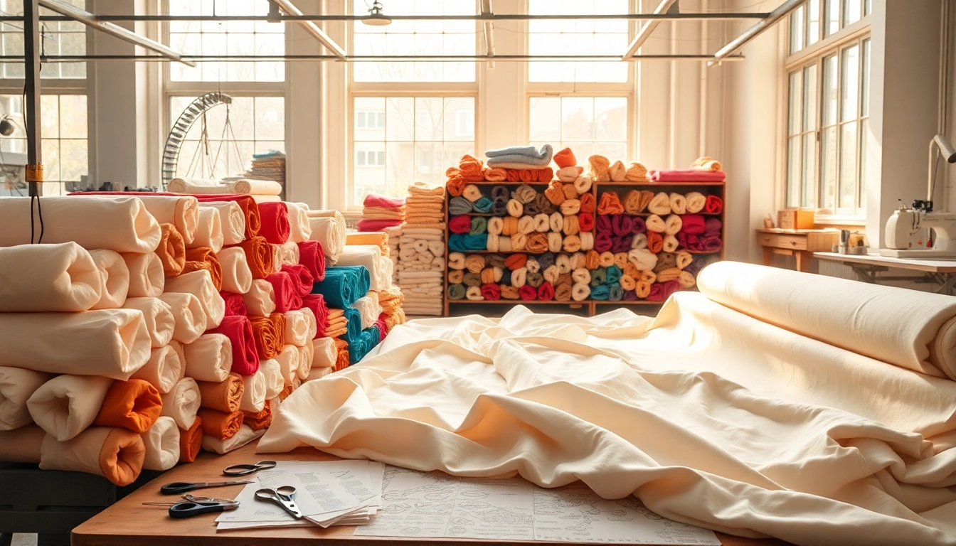 Katoen stof met heldere kleuren in een textielatelier vol inspiratie
