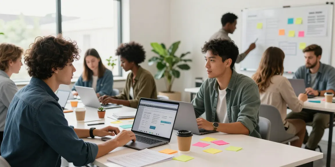 Engaging workspace at https://www.startsomethingpc.com with entrepreneurs brainstorming business strategies in a creative environment.