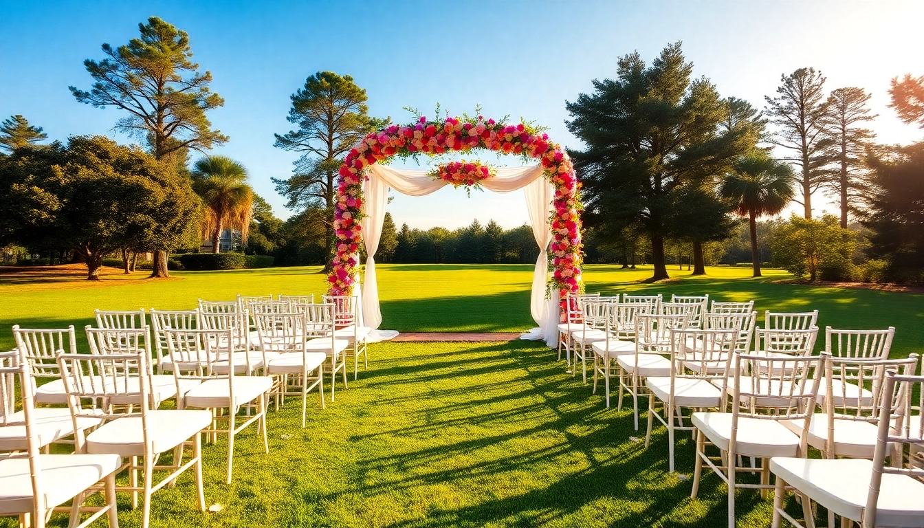 Celebrate love in a picturesque Jacksonville Wedding Venue adorned with vibrant flowers and sunny skies.