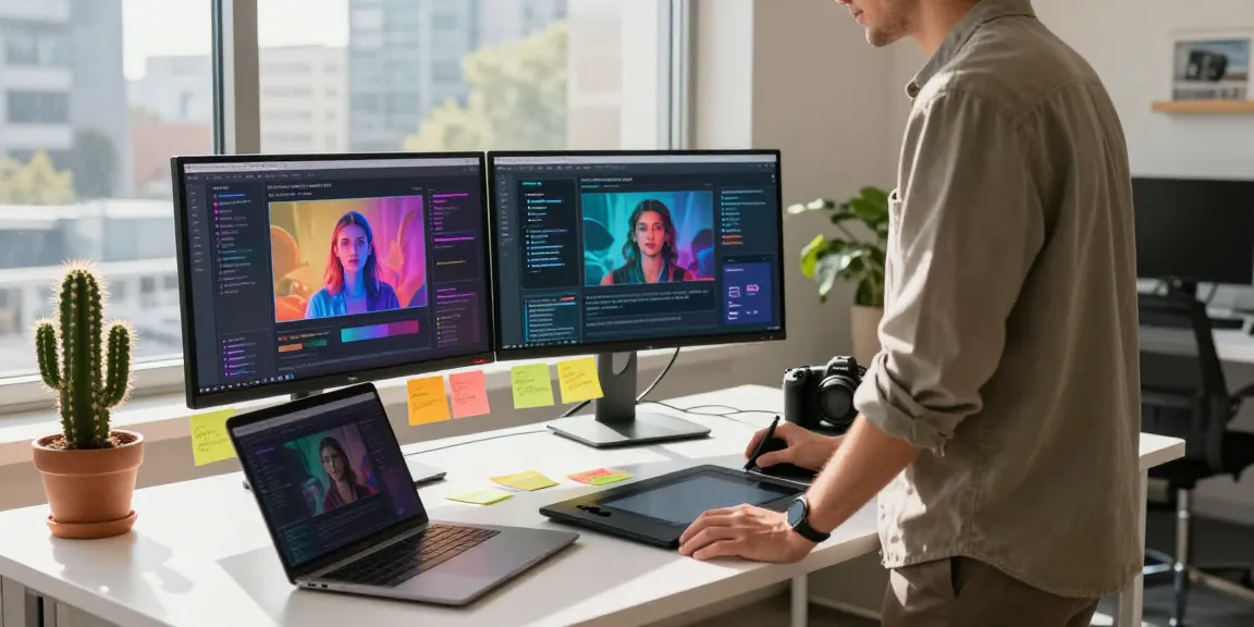 Engaged developer using an AI prompt image generator in a modern workspace.