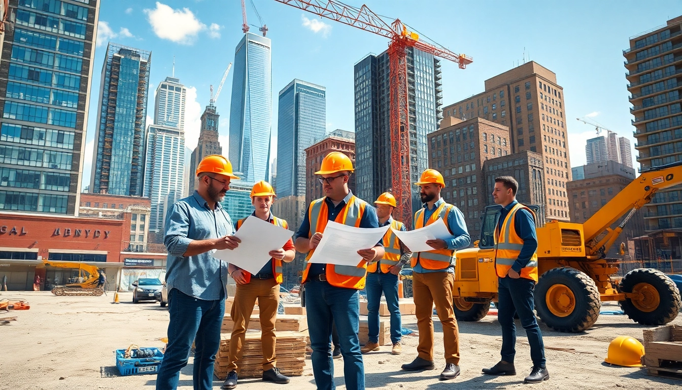 New York Commercial General Contractor team at a busy construction site demonstrating industry expertise and collaboration.