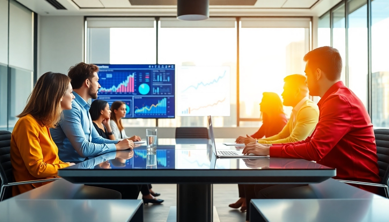 Visualizing b2b competitive intelligence in a business meeting with data analytics presentation.