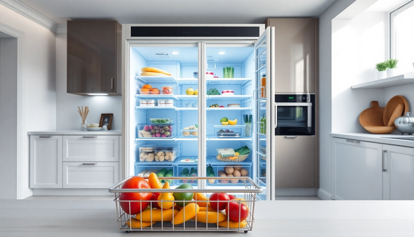 Efficient Freezer showcasing organized frozen food in a modern kitchen.