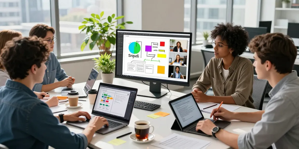 Screenshot tool download demonstration in a collaborative workspace with professionals using Snipaste to enhance productivity.