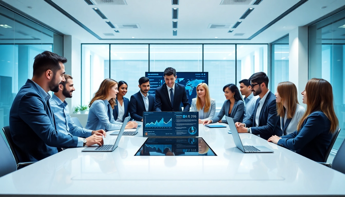 Collaboration scene featuring enterprise assistant saas tools in a modern office.