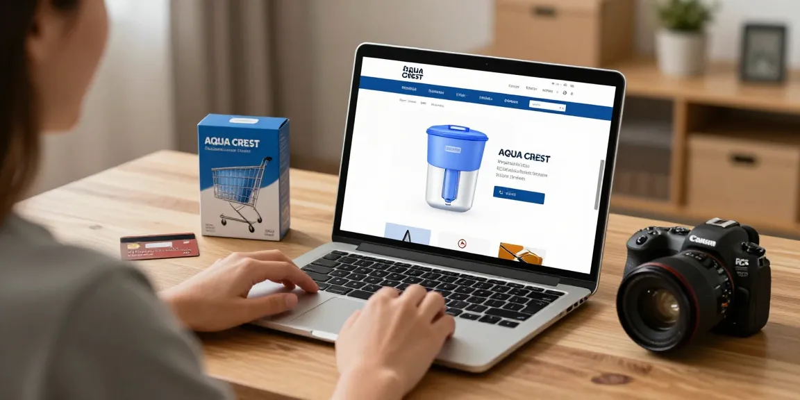 AQUA CREST Magnesium Water Filter showcased in an online shopping context for product reviews and exclusive deals.