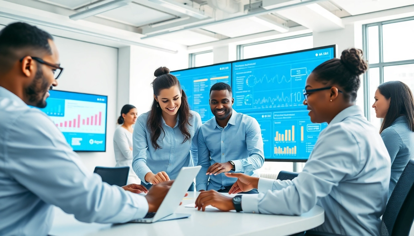 Showcasing an AI assistant for enterprise teams enhancing productivity through teamwork in a modern office.