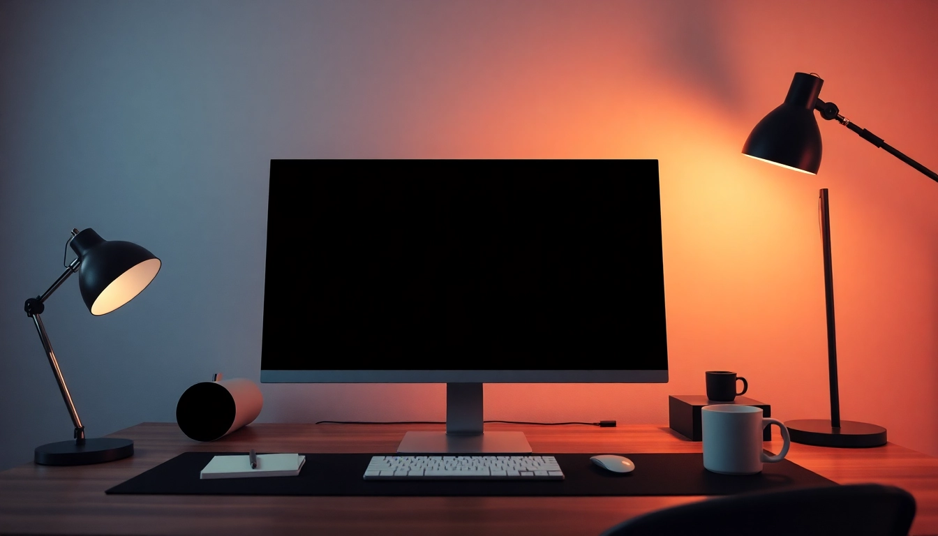 Black screen tool enhancing focus and relaxation in a modern workspace.