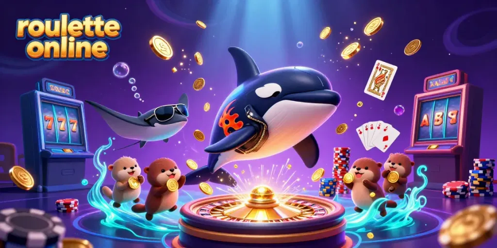 Experience thrilling roullete online with vibrant cartoon characters celebrating in a magical casino setting.