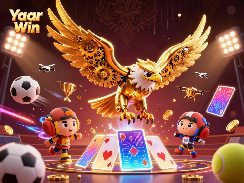 Yaar Win elevates the gaming experience with a vibrant 3D illustration showcasing exciting gameplay.