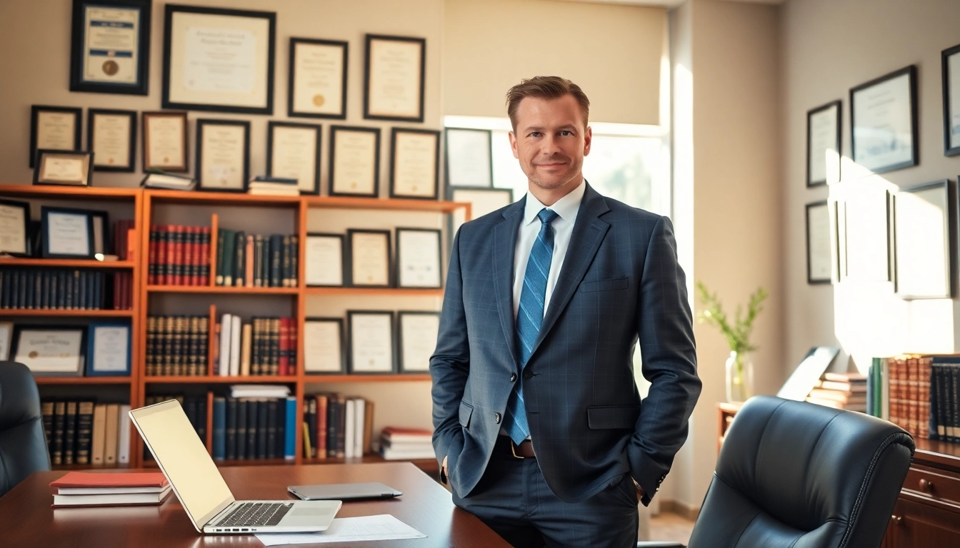 Clearwater truck accident attorney in a professional office setting, exuding confidence and expertise.