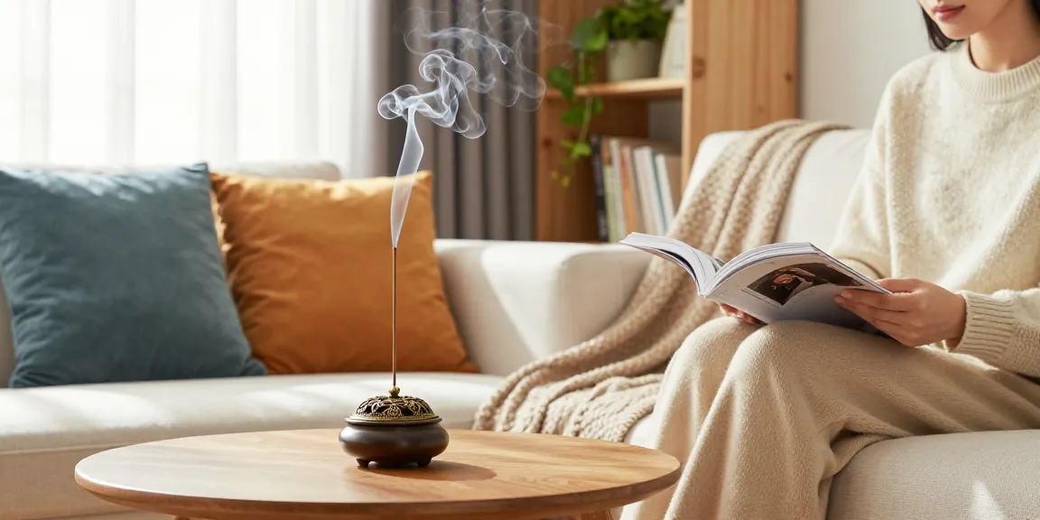 Enjoy a peaceful moment at home with aromatic liquid incense for a calming atmosphere.