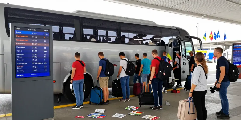 Transport Moldova Germania - Călătorii la autogară cu bagaje pregătite pentru plecarea în Germania.