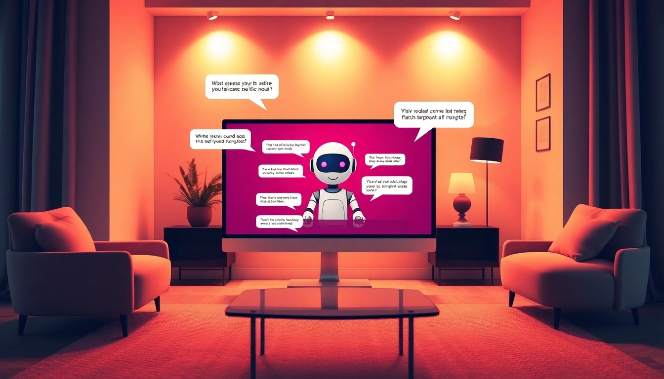 Engaging scene of a cozy AI chatbot interface illustrating sex chat AI interactions.