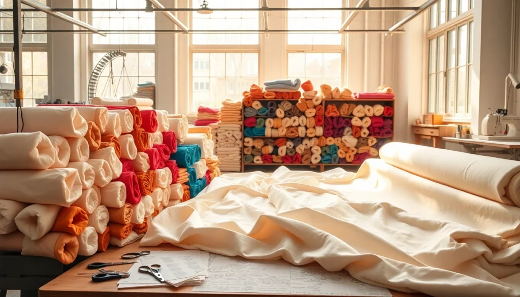 Katoen stof met heldere kleuren in een textielatelier vol inspiratie