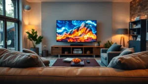 Engaging display of iron tv in a modern living room streaming vibrant content.