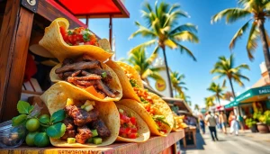 Savor the Best tacos in Cabo from a vibrant street taco stand bustling with fresh ingredients.
