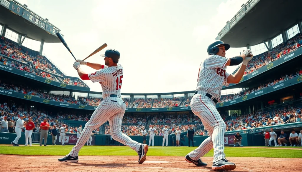 mlb중계의 흥미진진한 순간을 보여주는 야구 경기의 선수들