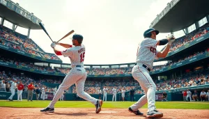 mlb중계의 흥미진진한 순간을 보여주는 야구 경기의 선수들