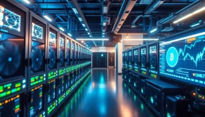 The best crypto mining site showcasing modern mining rigs and digital data, symbolizing innovation.