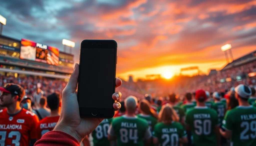 Engaged fans at an Oklahoma sports stadium reflecting excitement for online sportsbooks Oklahoma.