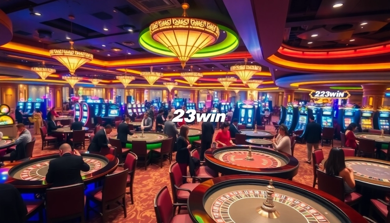 Experience the thrilling ambiance of trang chủ 23win casino, featuring tables, slots, and exciting gambling action.