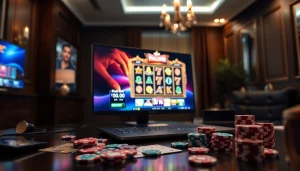 Engaging online casino South Carolina gaming experience with colorful chips and sleek setup.