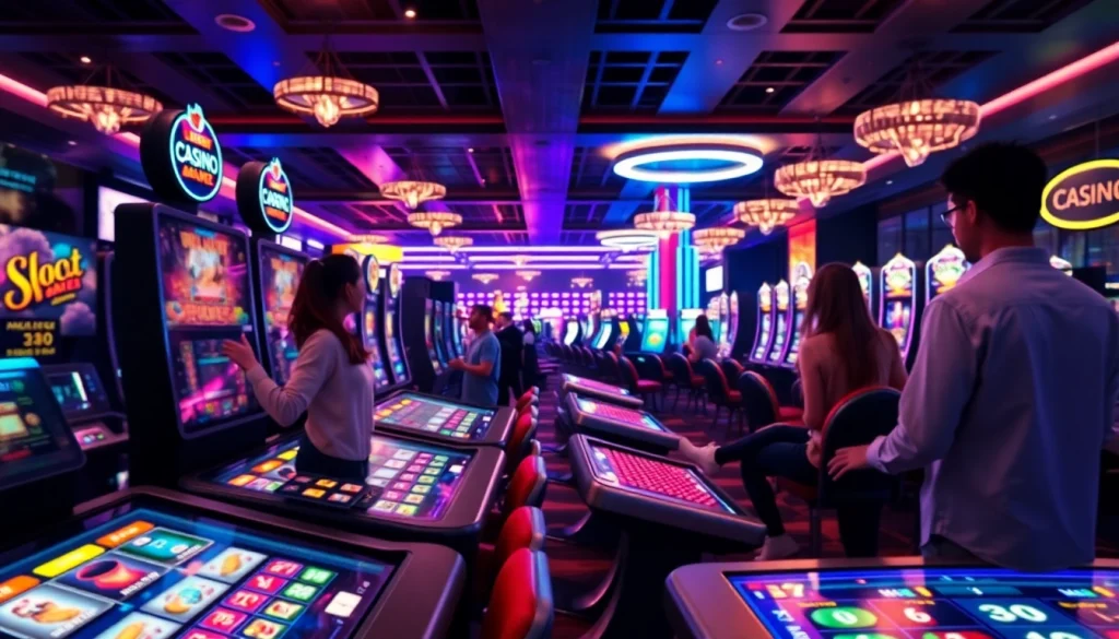 Engaged players enjoying Canada casinos online gameplay in a modern casino setting.