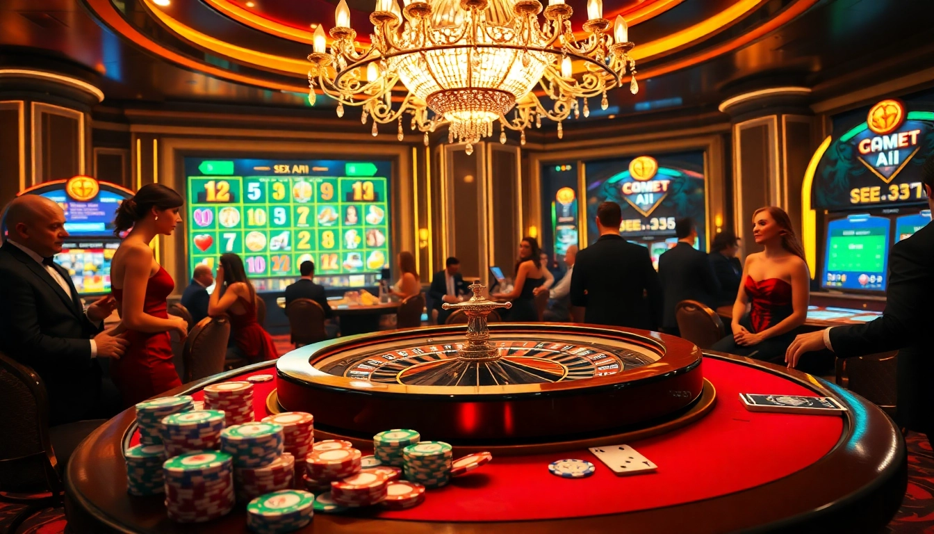 Experience the thrill of gambling with sex ai at a luxury casino table with vibrant chips and cards.