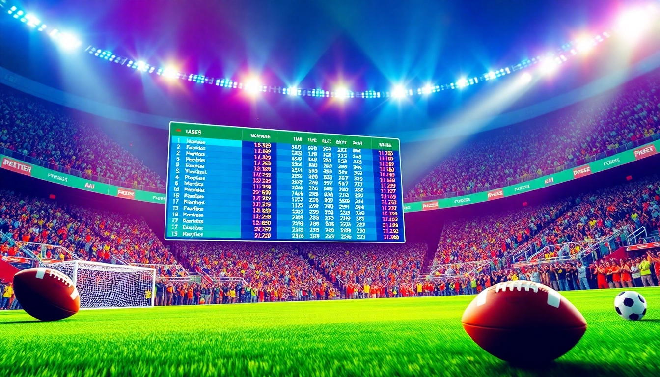 Visual representation of a football scoreboard displaying คะแนน from an exciting match environment.