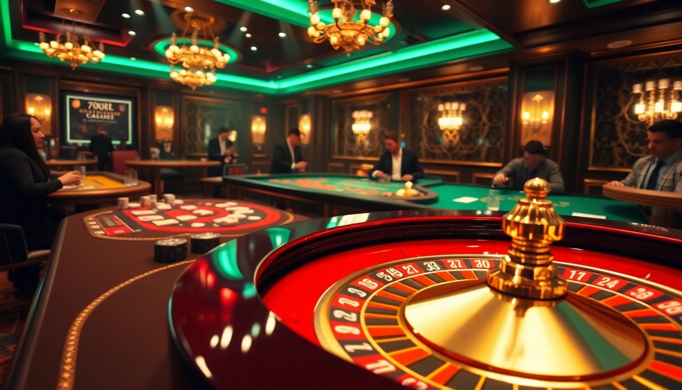 Experience the thrilling ambiance of 7upbet at an upscale casino with roulette action and engaged players.