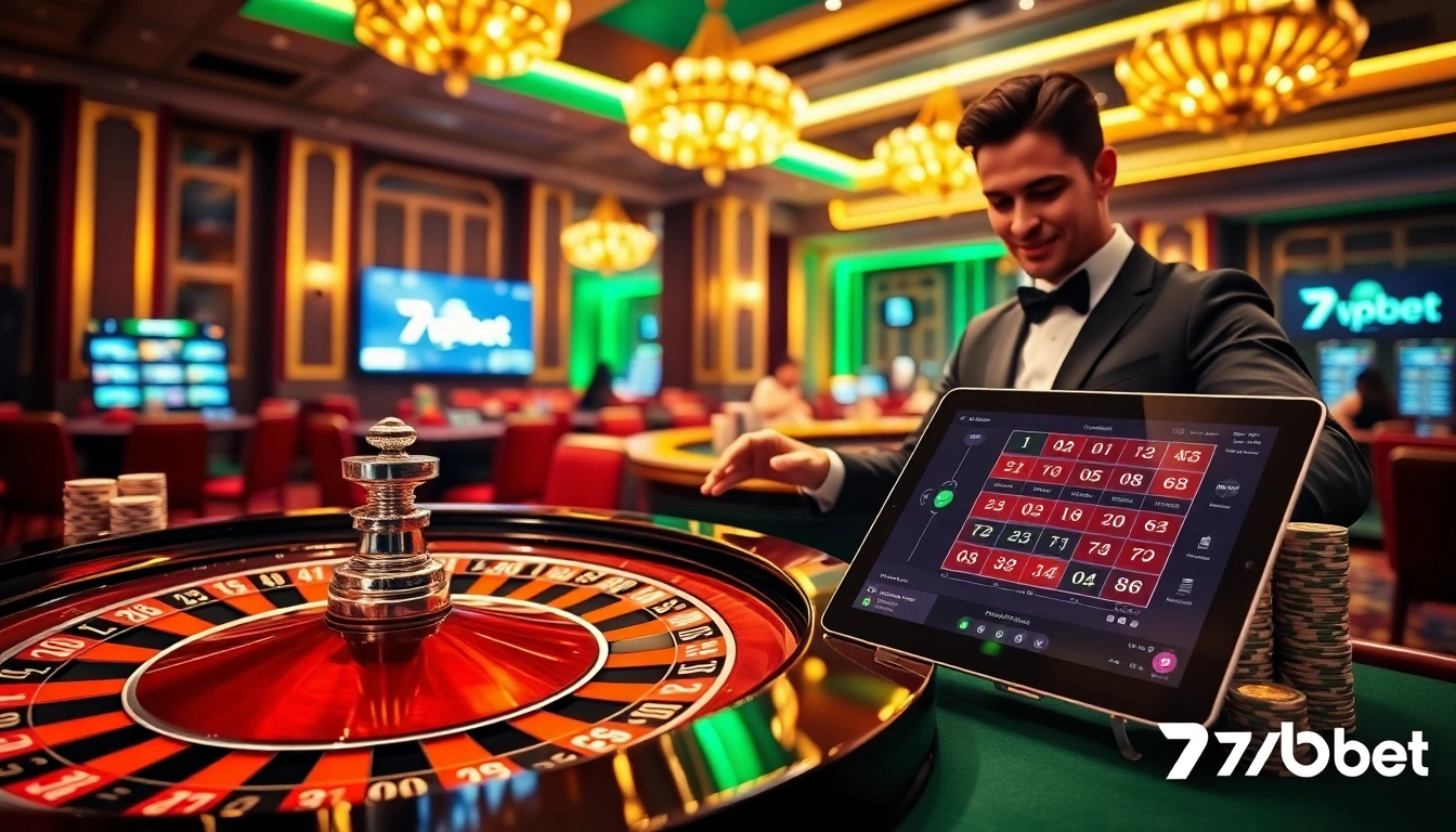 Engaging image of 7upbet casino experience with roulette, cards, and poker chips.