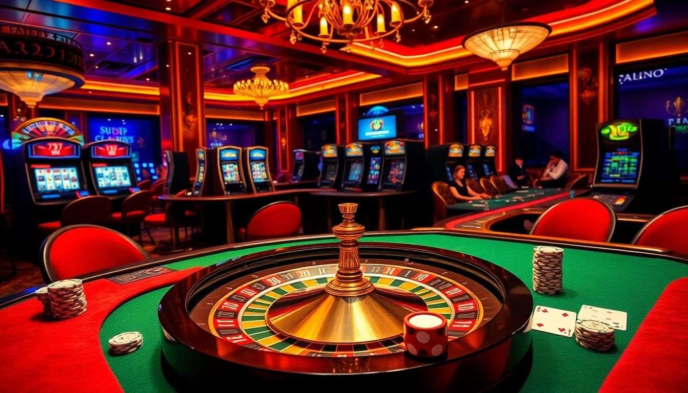 Enjoying an exciting game experience at 7upbet casino with roulette, poker chips, and vibrant atmosphere.