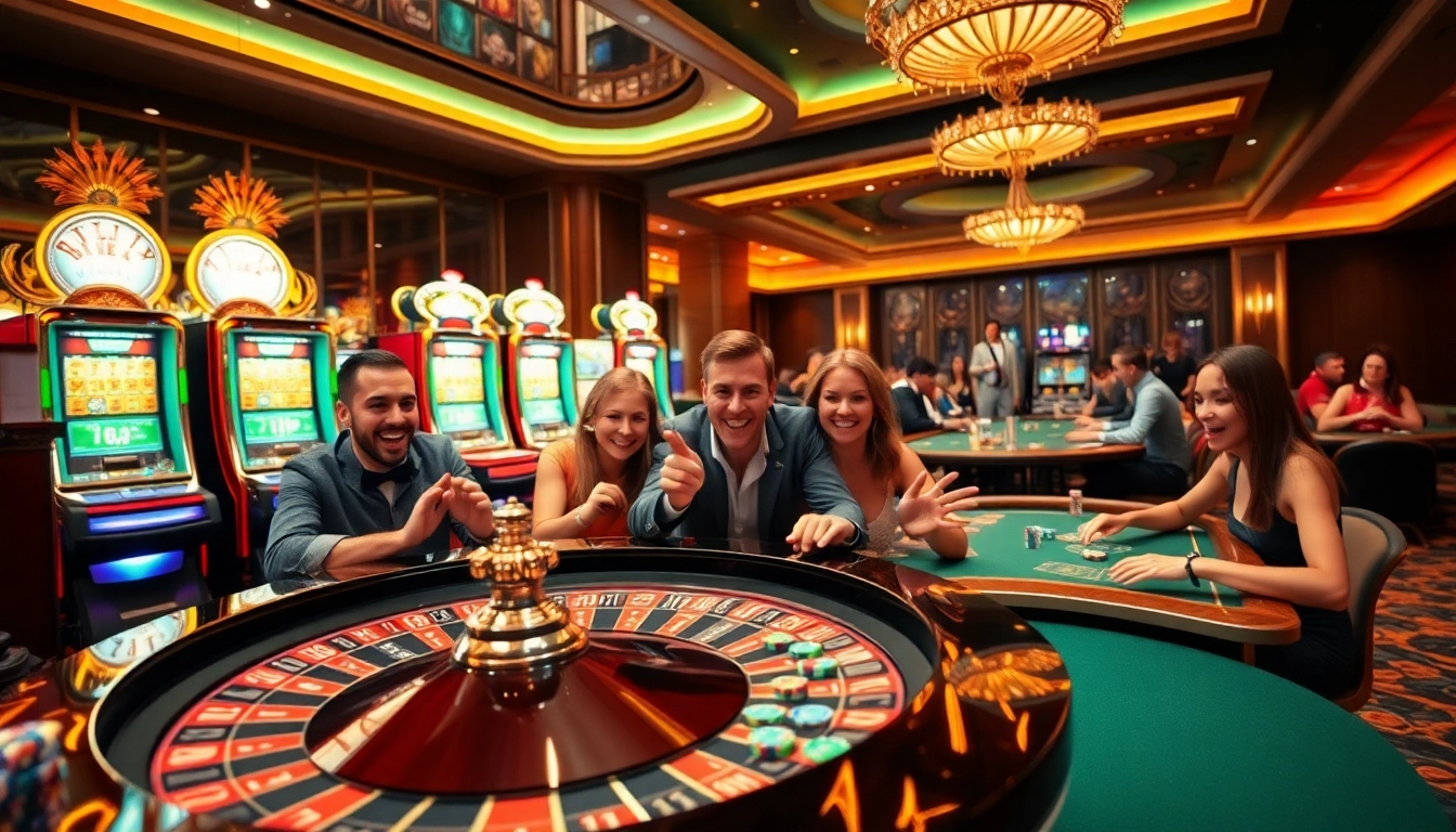Découvrez l'excitation du meilleure casino en ligne avec des joueurs engagés à une table de roulette.