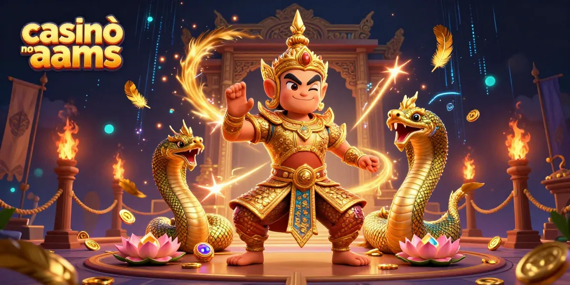 Illustrazione 3D vibrante di Casinò non AAMS con guardiani, monete d'oro ed elementi di gioco dinamici.