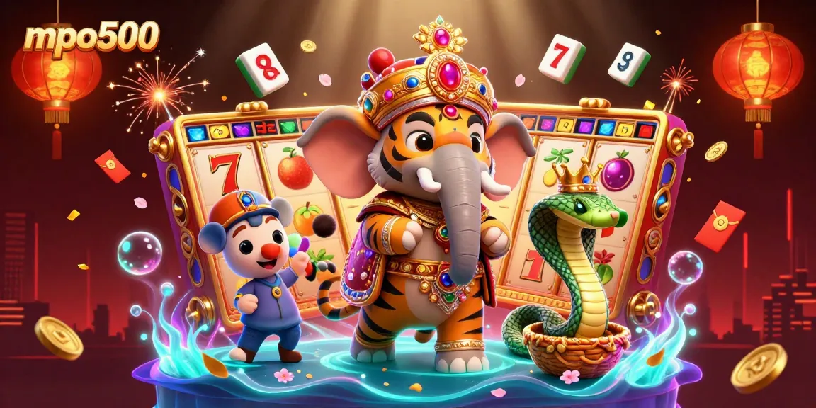 Engage with mpo500's thrilling slots scene featuring a dazzling maharaja and vibrant casino elements.